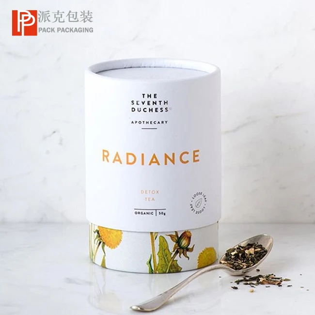 Tea paper tube packaging food grade cardboard cylinder container for tea round box packaging