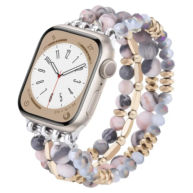 Factory  design Suitable for Apple Watch 87654 Bohemian Natural Stone Beaded IWatch Pearl Watch Strap