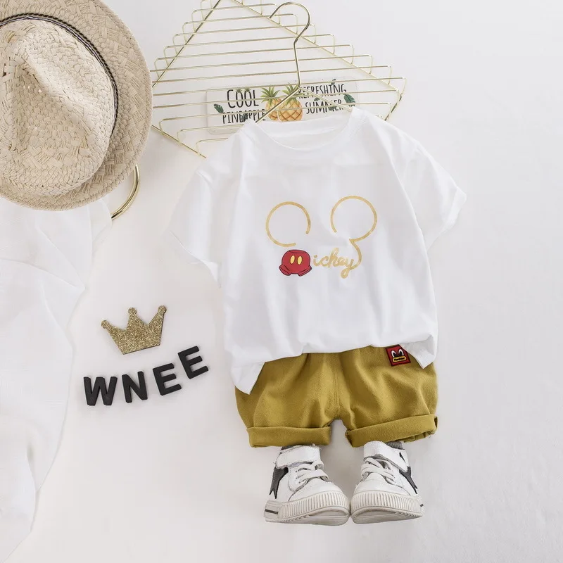 Wholesale Spot Casual Trend Round Neck Cartoon Baby Clothing Sets
