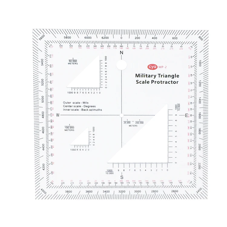CYA Square Coordinate Scale Protractor for Scale Maps  Reading Protractor MP-2