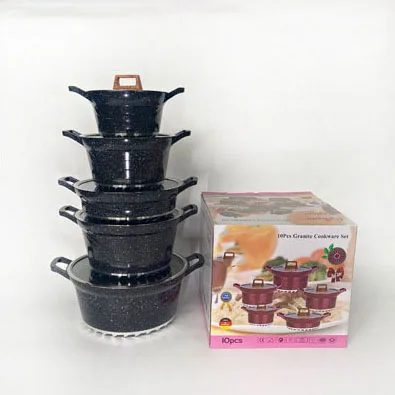 High Quality Granite Cookware Sets Non Stick Marble Aluminum Cooking Pots and Pans Wholesale Kitchen Cookware Set