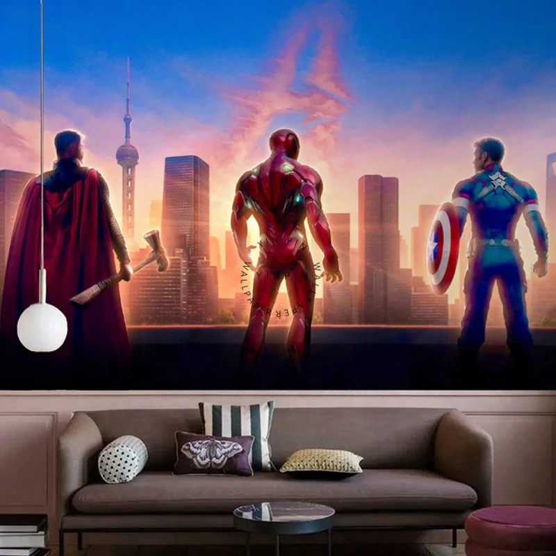 Waterproof Avengers Cinema Bar Background for Kids Room