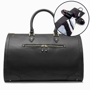 Custom Logo Fashion Pebble Leather Ladies Garment Carrier Women Travel Weekender Duffle Bag