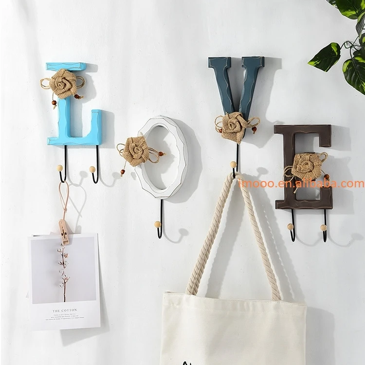 Factory Price HOME LOVE Key Holder for Wall Decoration Room Hangers Letters Key Coat Clothes Towel Hook Hat Bag Holder