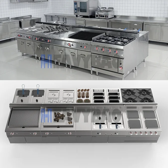 Heavybao Fast Food Project Design Stainless Steel Commercial Restaurant Catering Kitchen Food Equipment