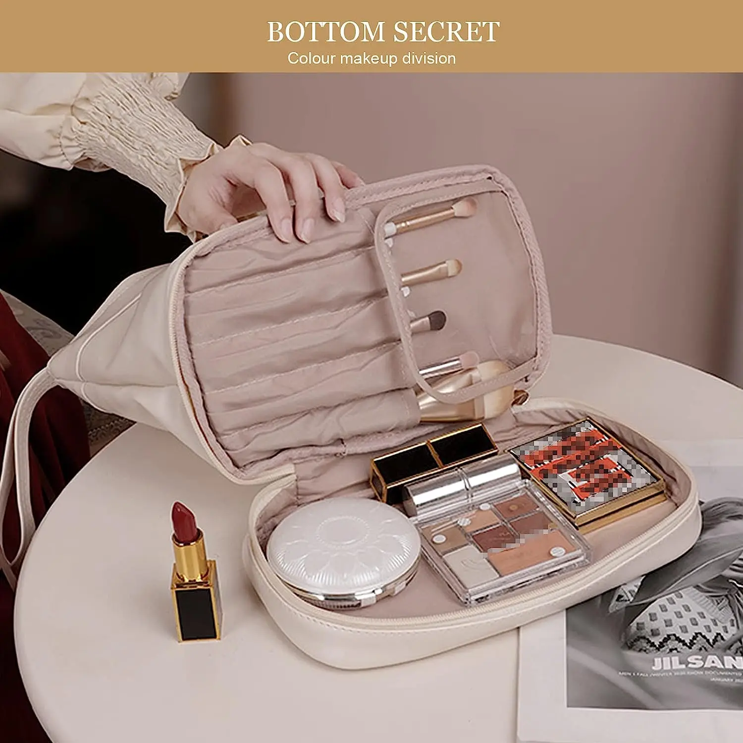 Makeup Bag Portable Travel Pu Cosmetic Bags For Women Small Zipper ...