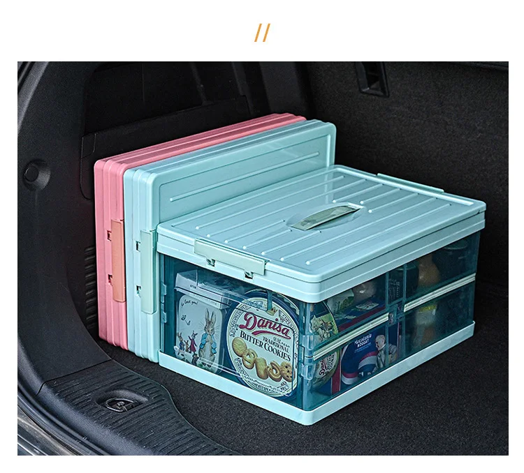 large collapsible Foldable bathroom office organizer storage box packaging with wheels Folding plastic box