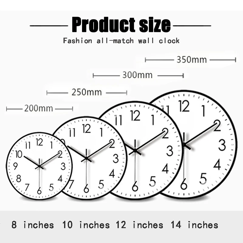 Different Size Round Design Quartz Movement Wood Plastic Glass Custom Wall Clock Nordic Decorate Wall Clock