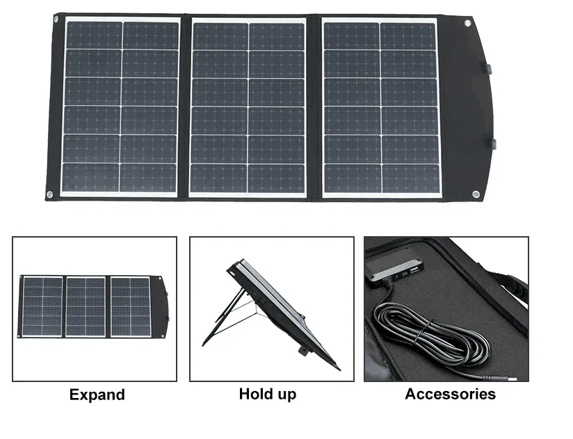 50w Camping Panel Solar Faltbare Portatil 60w 80watts 100w 120w 200w 