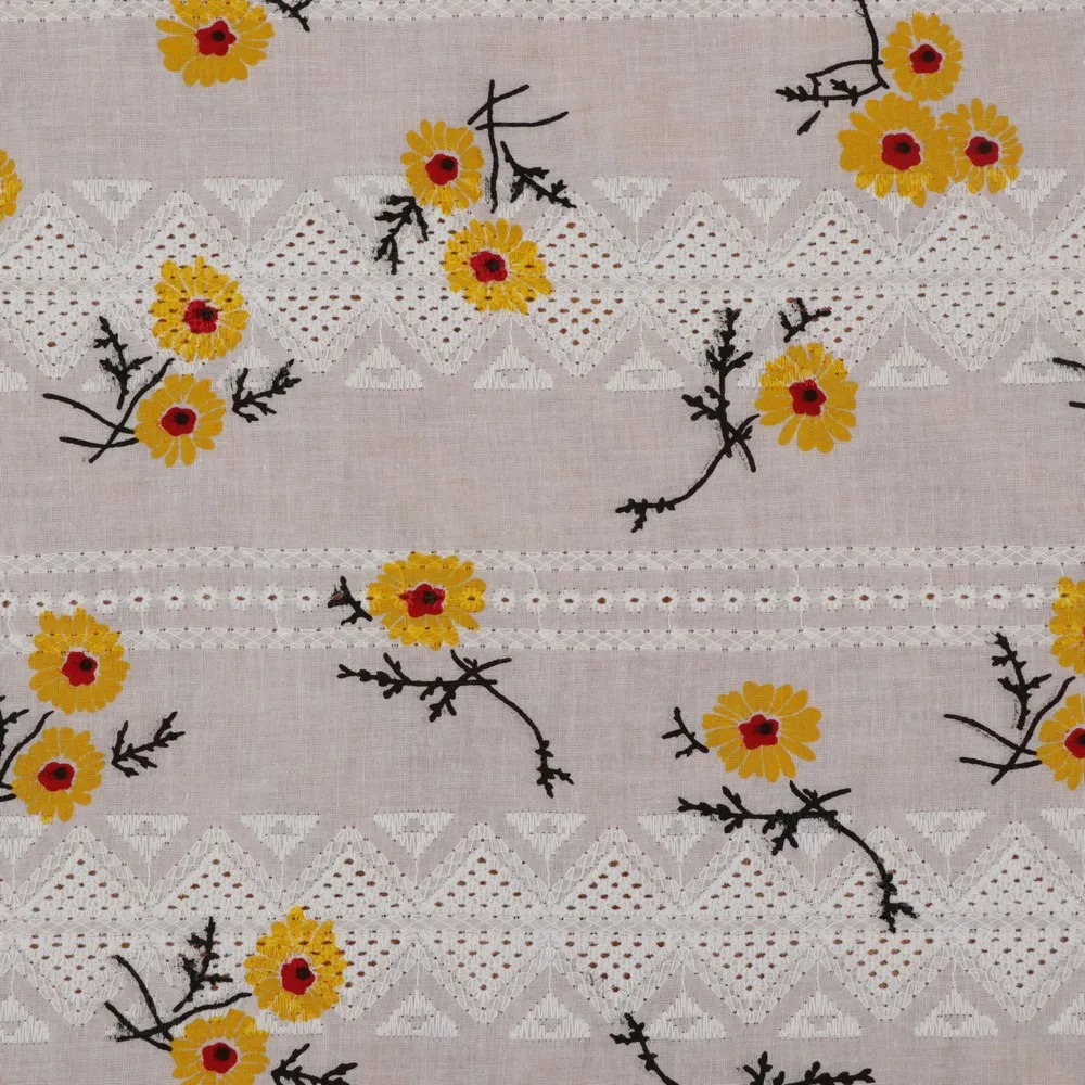 CraftDesignL Linen Daisy Embroiderd Cotton Fabric,Floral Embroidered  Fabric,Daisy Fabric,Embroidered Fabric,Dress Fabric,Designer Fabric,Fabric  by