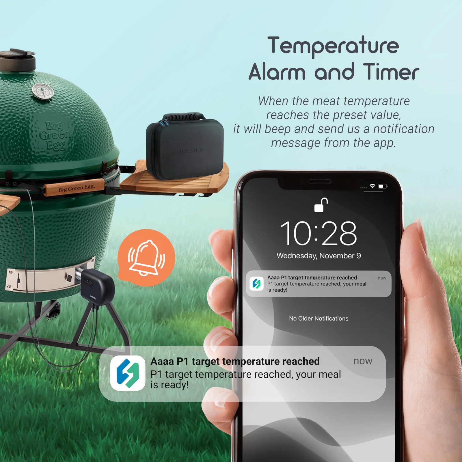 INKBIRD ISC-027W Wifi and BT BBQ Automatic Temperature Controller with Fan for Kettle Grill, Kamado Grill, Green Egg