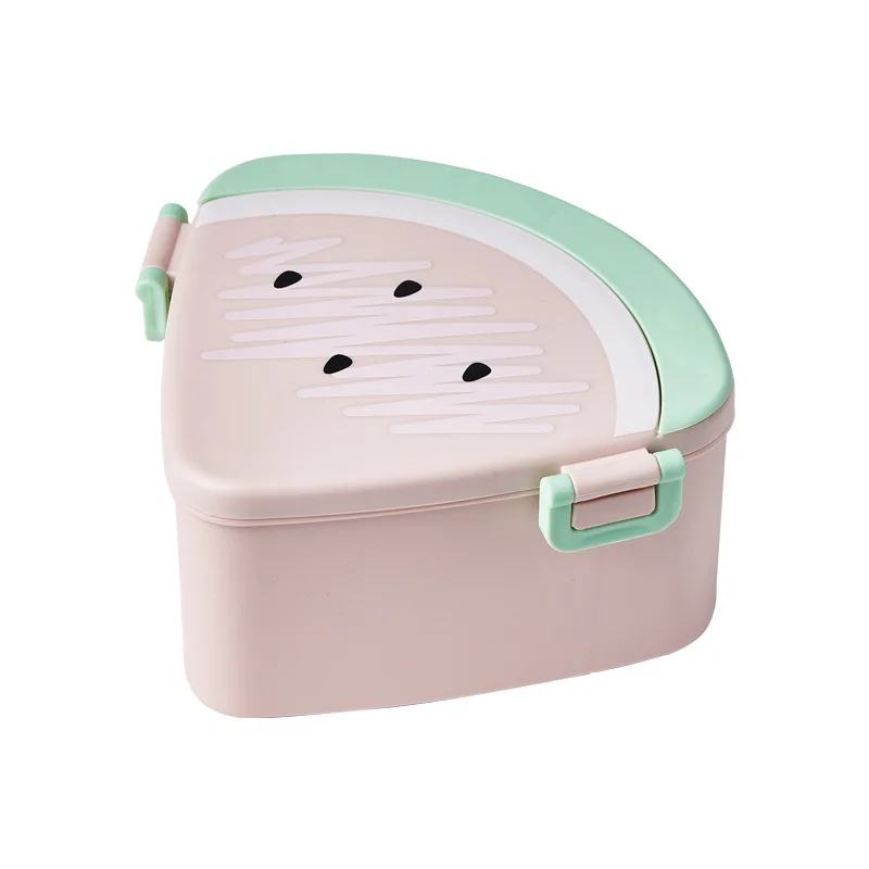 C54 New Style Creative Snack Box Food Grade Pp Lovely Watermelon Lunch Box Cartoon 3 Grids Microwave Lunch Box