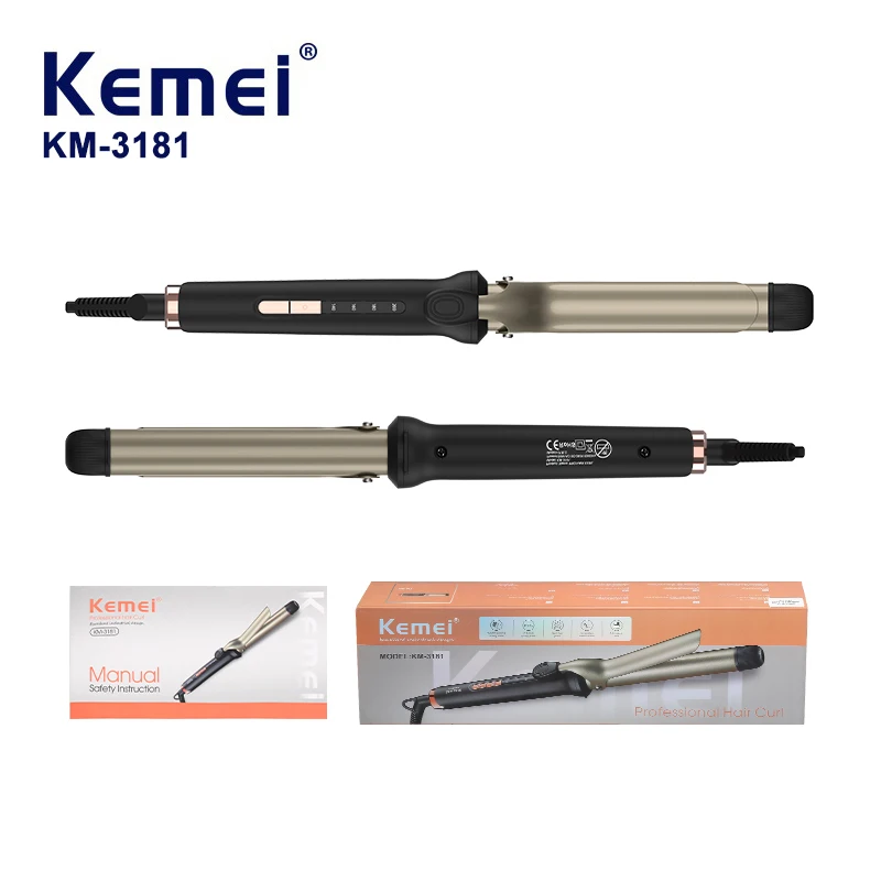 KEMEI KM-3181, boucleur à température réglable entre 140 et 200 °C, revêtement céramique PTC, puissance de 55 W, chauffe rapide, outil professionnel de haute qualité pour le stylisme capillaire féminin