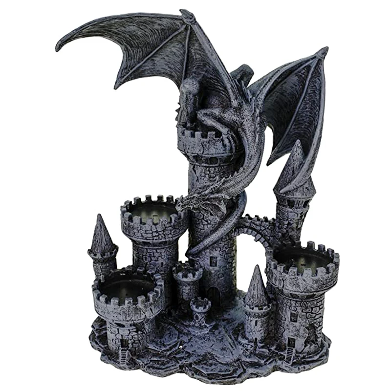 Mythical Guardian Dragon Paper Towel Holder with Castle Figurine. #goth  #fantasy #witches #dragons #kitchen #deco…