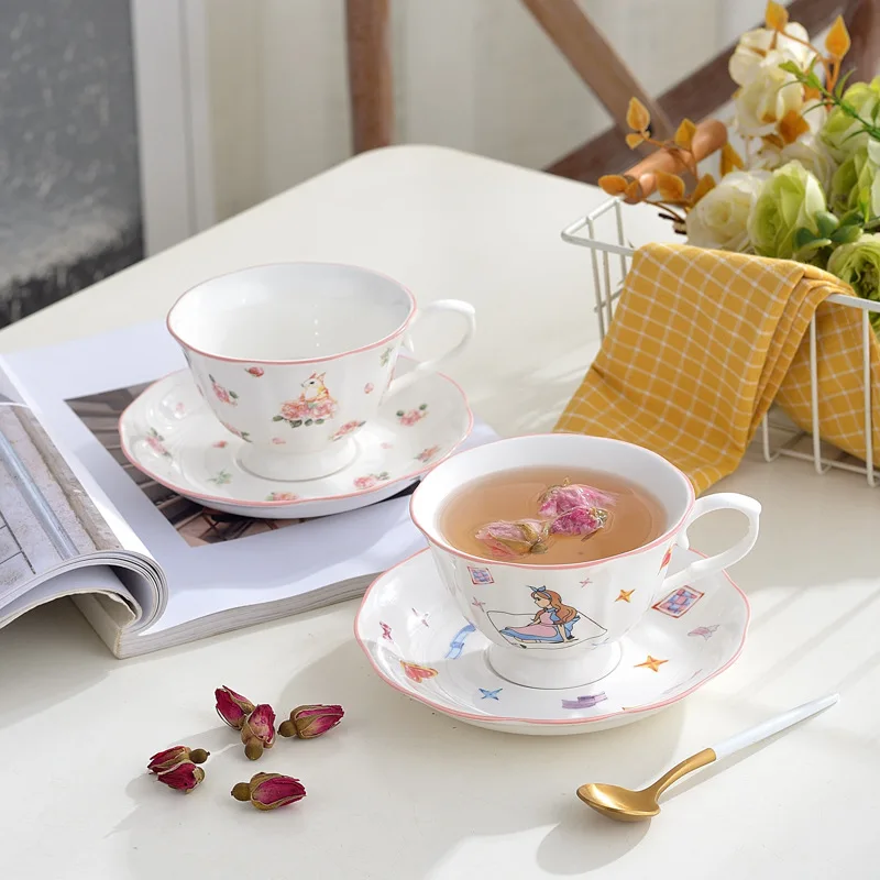 product alice rabbit ceramic coffee cup and saucer set high quality afternoon tea gift birthday souvenir cartoon design-5