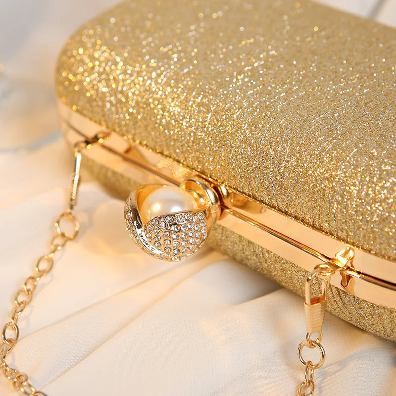 Gold Clutch FÃ¼r Hochzeit Glitter Diamond Finger Ring Golden