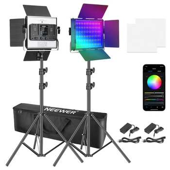 Neewer RGB LED Video Light with App Control, Video Lighting Kit with CRI 97+ for Zoom, YouTube, Webex, Broadcasting Photography