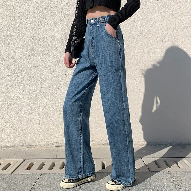 MATTA-Jeans de cintura alta feminina, Harajuku, Vintage, Estilo BF,  Streetwear, Perna larga, Calças jeans, Todos os jogos, Solto, Moda -  AliExpress