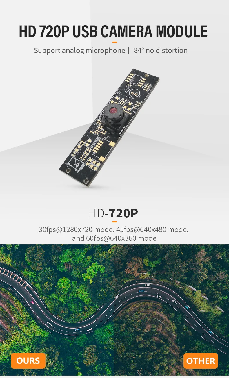 DGZX 720P Aberration-free Traffic Sign Recognition with MIC Smart Home 1MP Cmos SP1405/OV9732 Camera Module USB插图