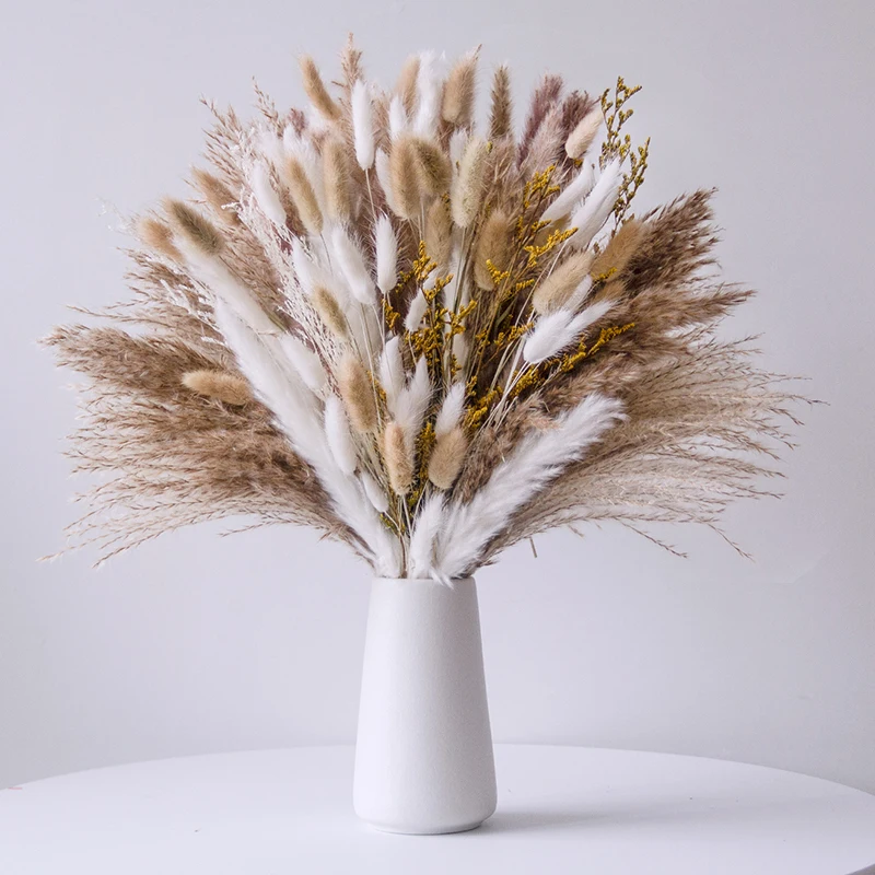 product high quality rabbit bunny tails grass reed flower arrangement lovegrass natural dried pampas grass bouquet boho home decorations-59