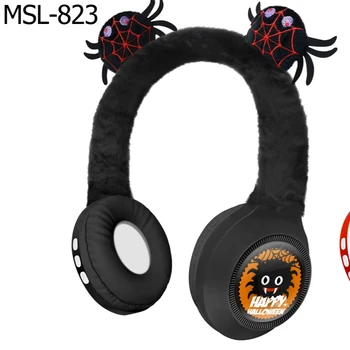 New Design Halloween Spider-Man MSL-823 On-Ear Wireless Bluetooth Earphone Cartoon Headworn Headset with LED Battery Indicator