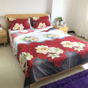 100% Cotton 3-Piece Bed Sheet Set 100% Disposable Folded Leaves Pattern with Pillowcase for King Queen Double Single Size Beds