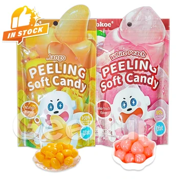 Wholesale Ready Stock Hot Sale Natural Fruit Peelable Soft Candy Halal 3d Peeling Gummy Candy