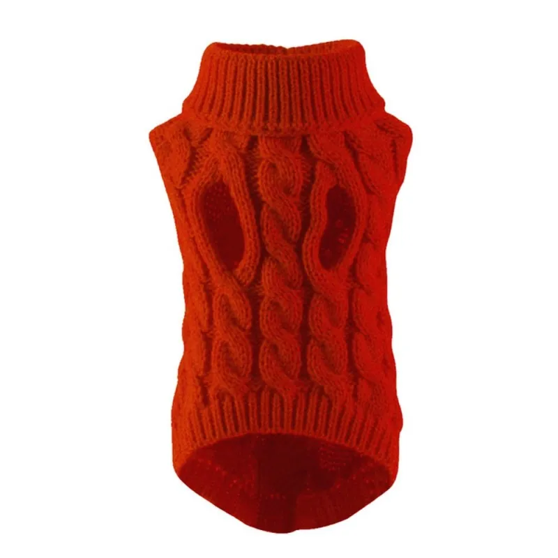 product-750-750 Autumn Winter Pet Dog Sweater Fashionable Solid Color Twist Knitted Warm Clothing Comfortable XL Size Multiple Colors Available