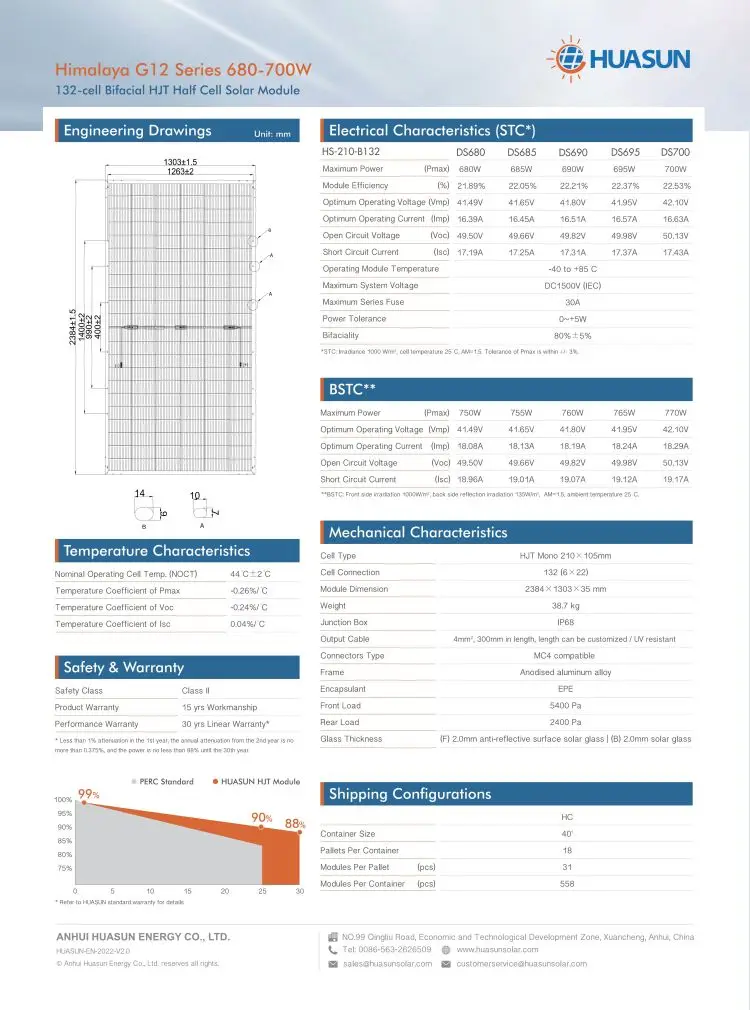 Huasun High Quality Europe Warehouse Solarmodule 680w 685w 690w 695 W ...