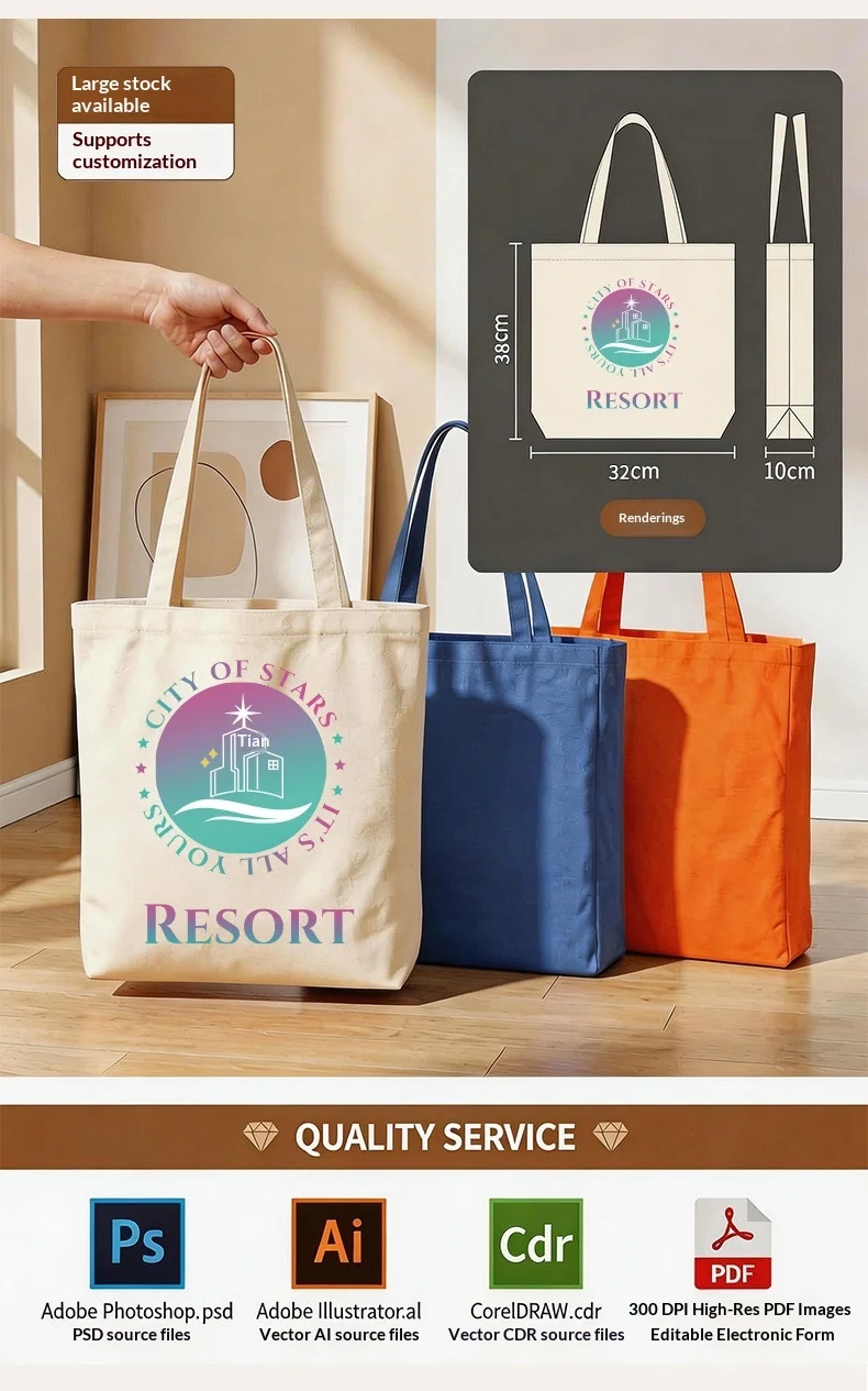 Pure Cotton Colored Canvas Tote Bag Customizable Printed Logo Machine Embroidery Screen/Digital/Heat Transfer Printing Factory preview 6