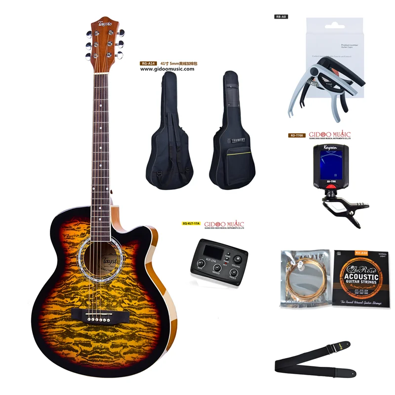 Tayste Semi Acoustic Guitar Beginner Kit 40inch Size Package With