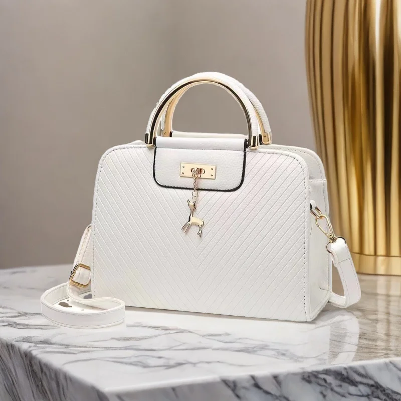 Women's Pure Color PU Small Square Crossbody Bag Luxury Snake Pattern Handbag with Polyester Lining Fashion Ladies Bags