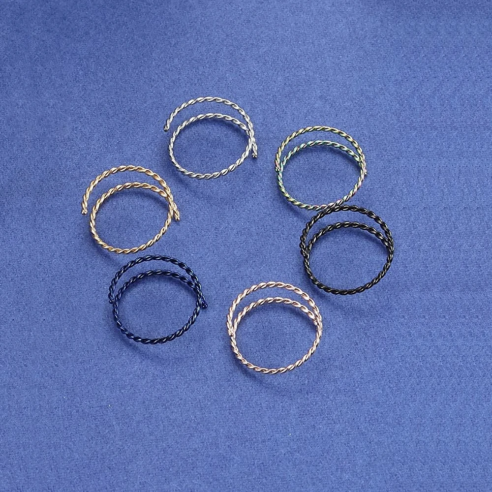 Hypoallergenic Stainless Steel Double Hoop Ring Nostril Piercing Jewelry Spiral Fine Twisted Line Nose Hoop Ring
