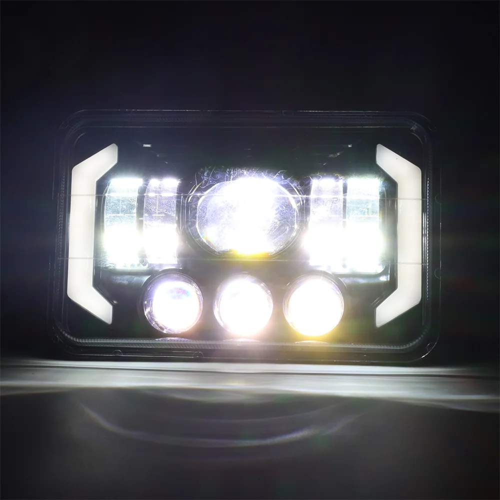 product tiypeor 5 inch led headlight square drl for motorcycle car light led headlamp for jeep wrangler off road vehicle-6