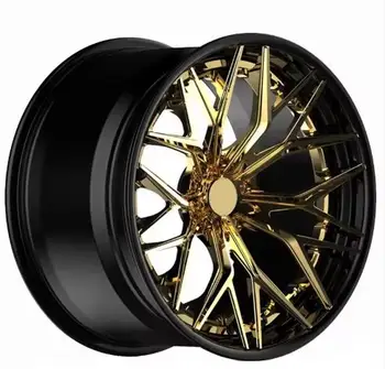 2-Piece Car Wheels 18 19 20 21 22 23 24 Inch 5x115 Black Gold Plated Concave Aluminum Alloy Forged Rims for Dodge Charger SRT