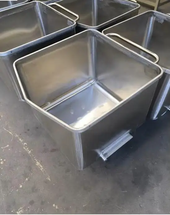 304 stainless steel trolley, 200 liter capacity, for meat and food processing