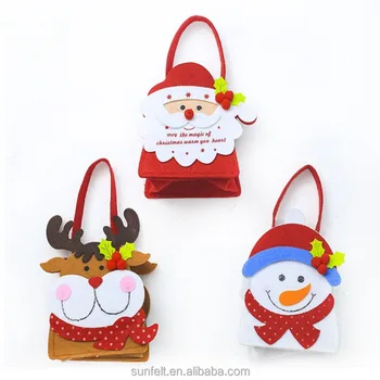 Factory Straight hair Christmas cartoon creative felt gift bag Ping An for apple gift carrying felt bag