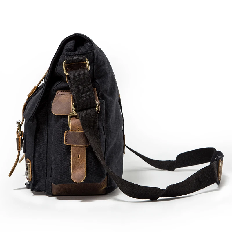 Sac À Bandoulière Pour Homme - Toile Vintage Noir - Petit Sac À Main