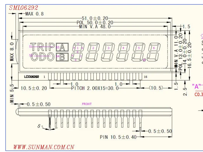 Custom Oem Electric Digital Monochrome Lcddisplays Lcd For Motorcycle Speedometer Display