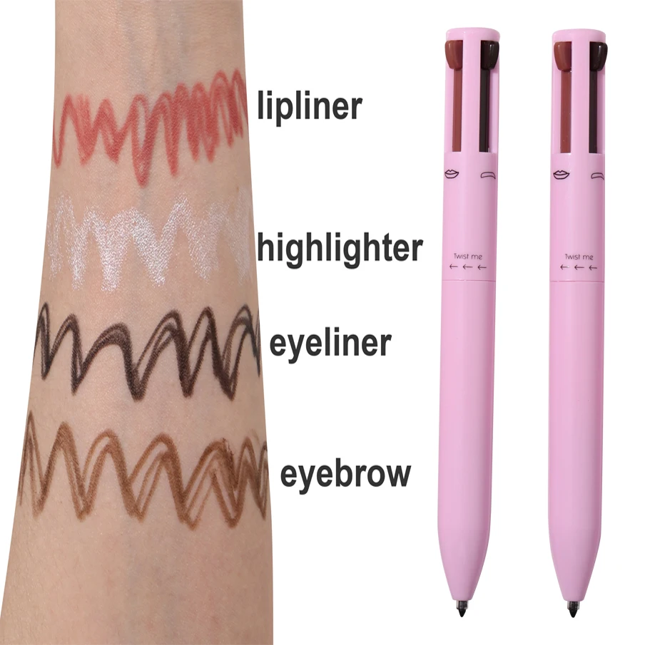Create Your Own logo 4 in 1 Makeup Pen Creamy Highlighter Eyeliner Eyebrow Lipliner Private Label Makeup Eyeliner Private Label