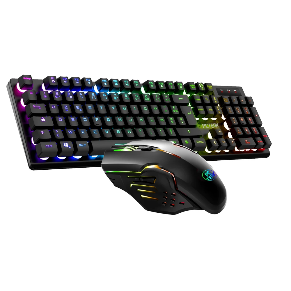 PCTENK XD82R Professionals Wireless LED Gaming Keyboard Mouse Combo Mini Rainbow Backlit aperçu 7