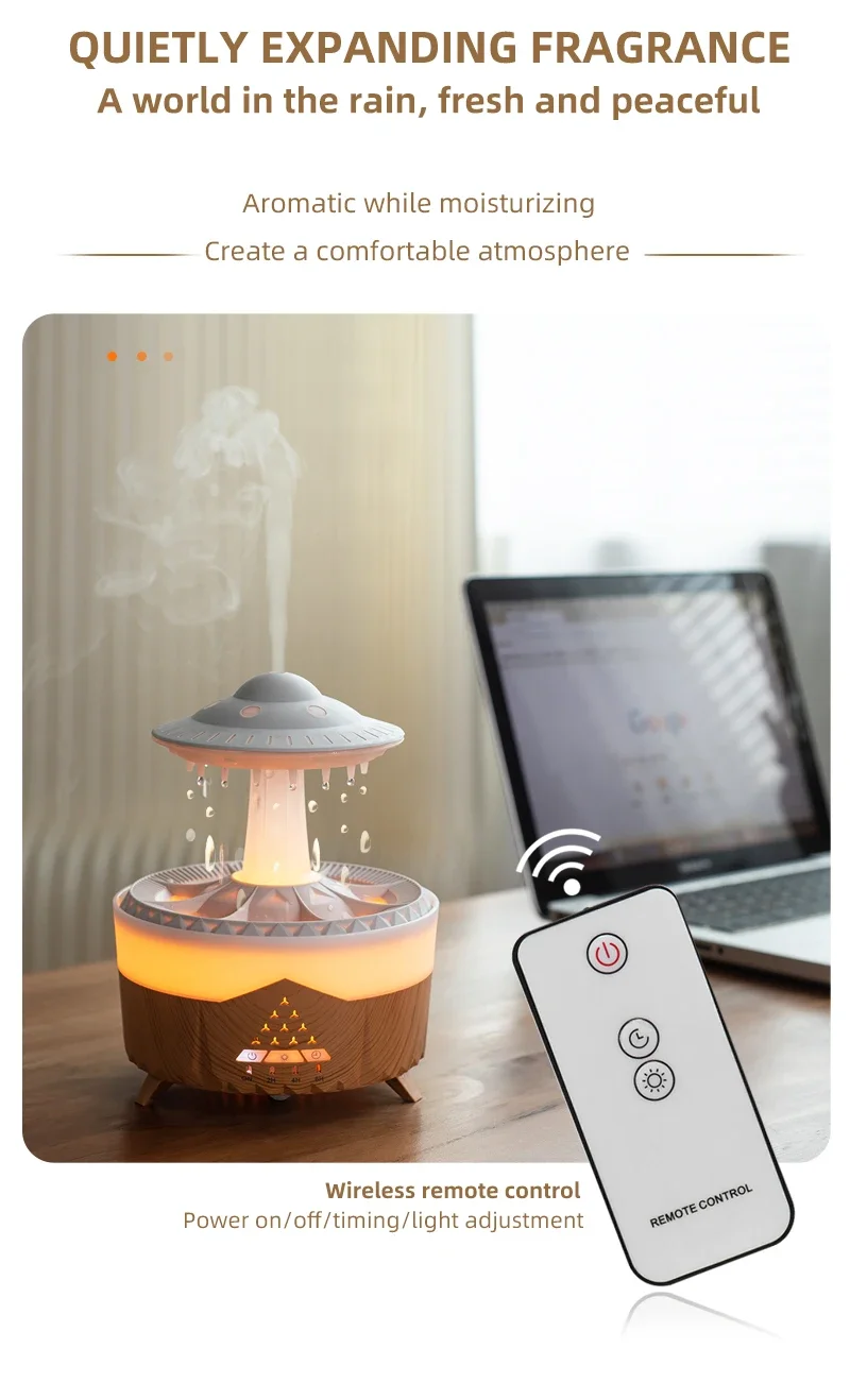 New Trend 350ml 7 Colors Led Lamp New Ufo Raindrop Humidifier Water ...