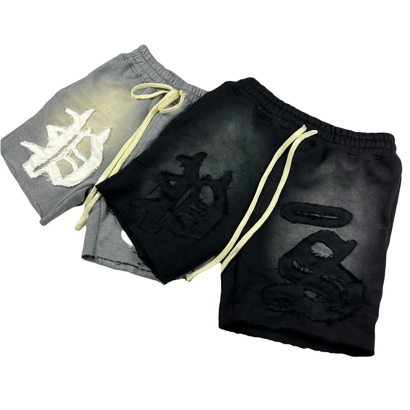 Custom Essentials Unisex Sweat Shorts Cotton Baggy Graphic Print Embroidery Applique Summer Distressed Acid Wash Shorts for Men