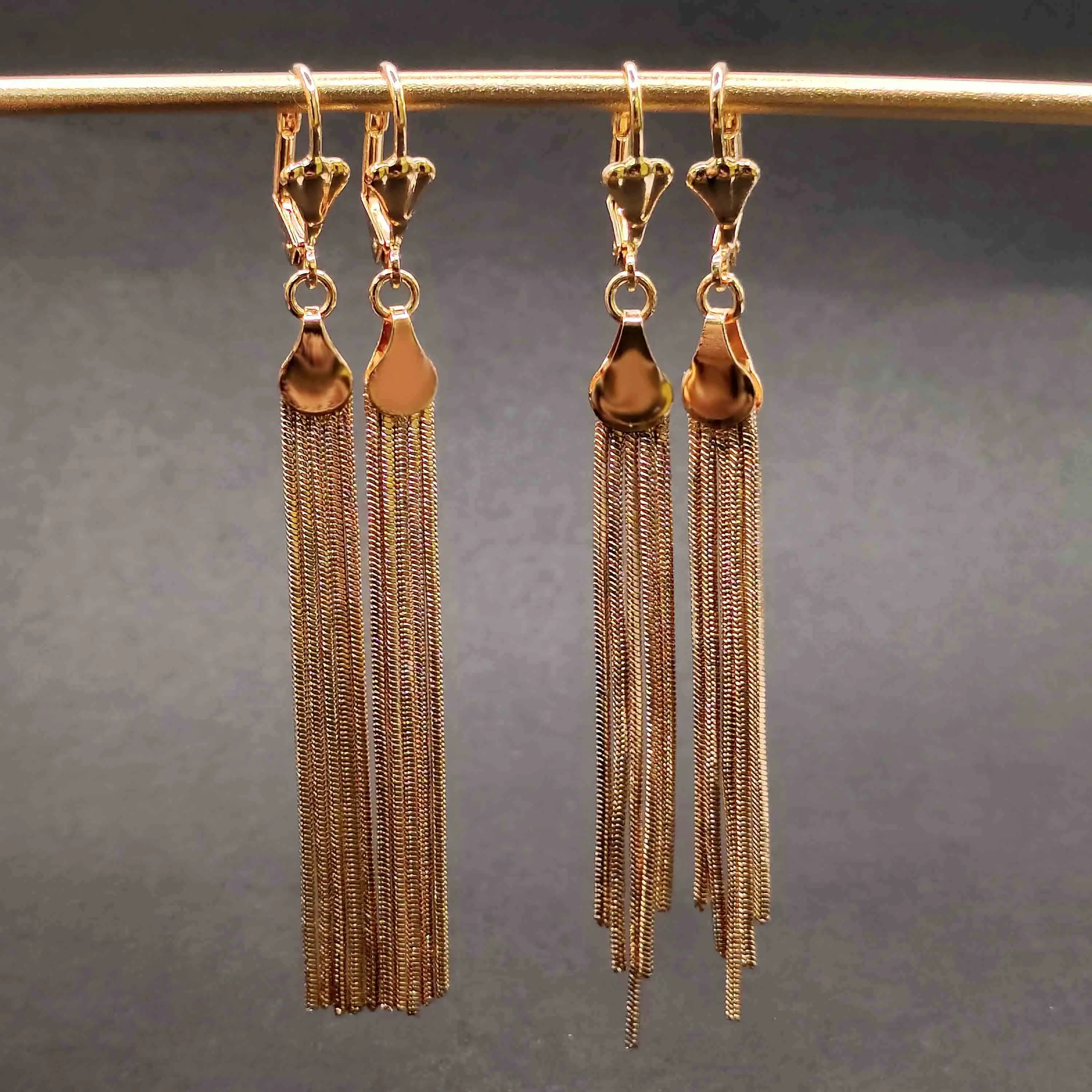 Gold Wholesale Fringe Earrings Trendy Drop Fringe Earrings 18k