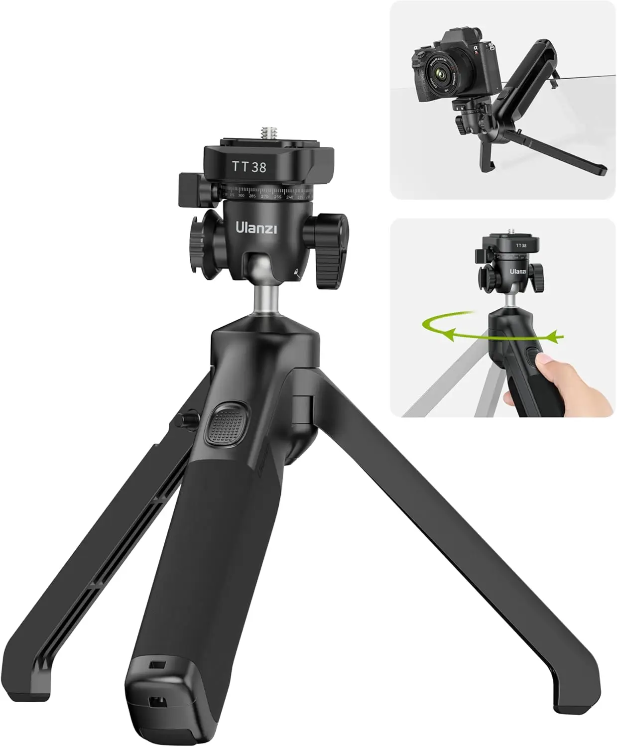 Mini Foldable Tripod Ulanzi TT38 One-click Quick Release Tripod for Camera with Hidden Hook Cold Shoe Mount