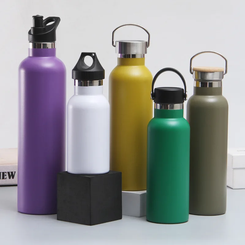 350ml 500ml 1000ml Water Bottle with Straw Lid Vacuum Insulated Stainless Steel Thermo Flask for Sports Cycling Hiking School