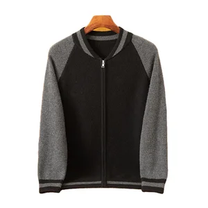 Autumn Winter Men's Fashionable Thick Knitted Cashmere  Zipper Closure Breathable Design Coat