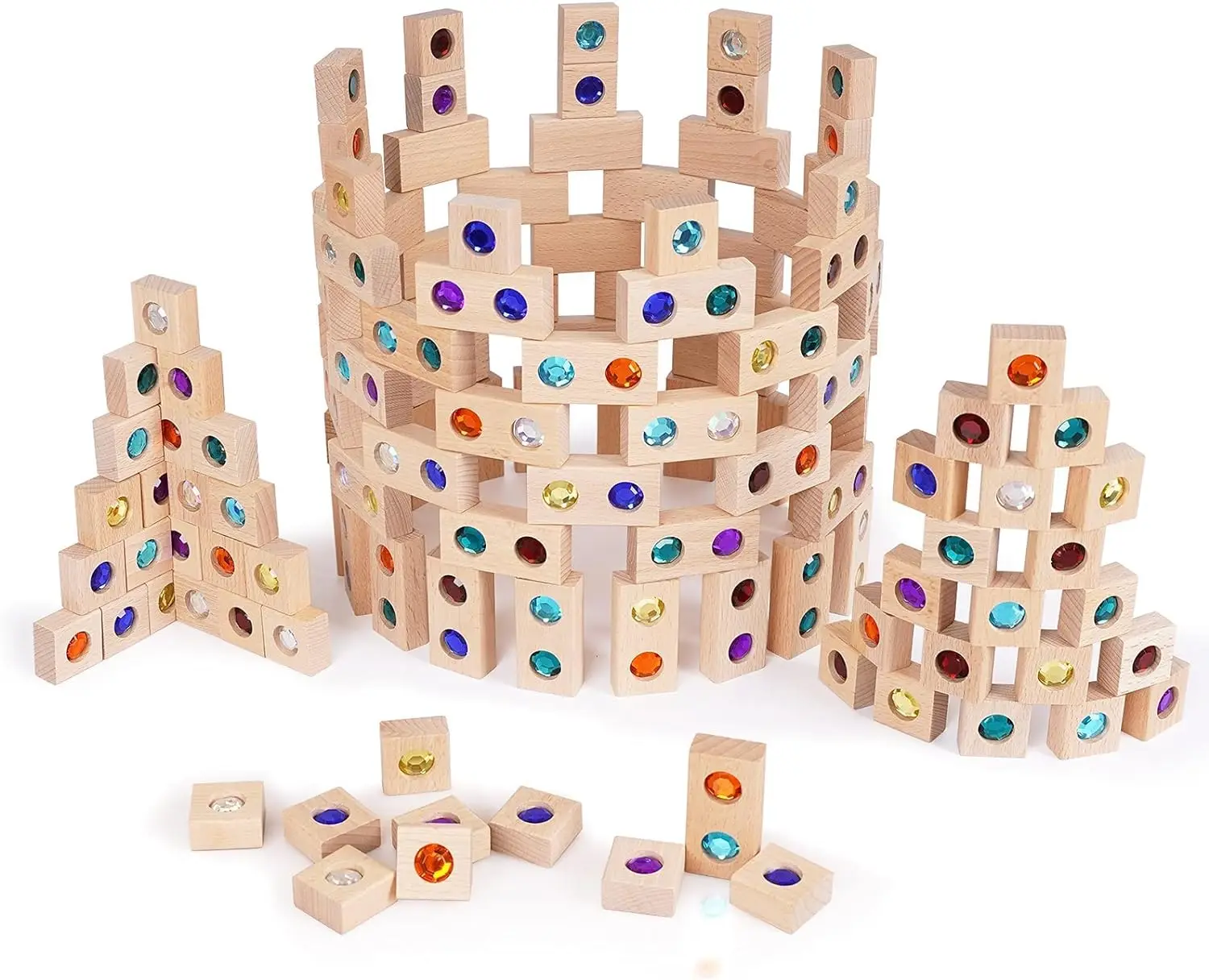 Wooden Building Blocks Set Rainbow Stacking Game Rainbow Stacker ...