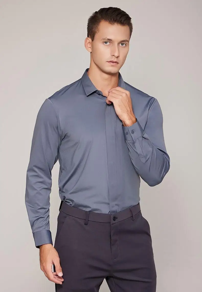 Poliéster Algodón Formal Oficina Trabajo Camisa Camisas de vestir