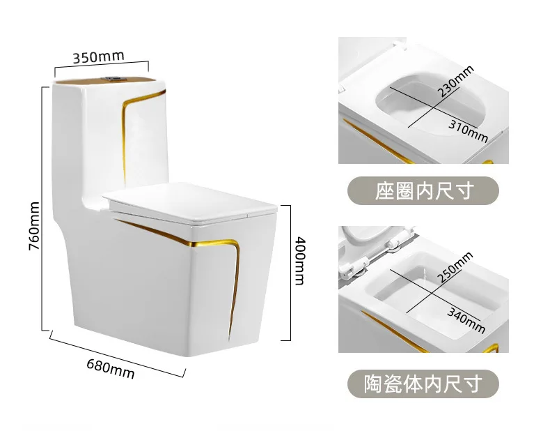 Wholesale luxury porcelain black and gold color s trap bathroom ceramic sanitary ware wc square one piece toilet bowl factory